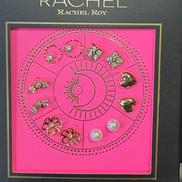 RACHEL Rachel Roy Pink and Gold Earring Set - Picture 3 of 3